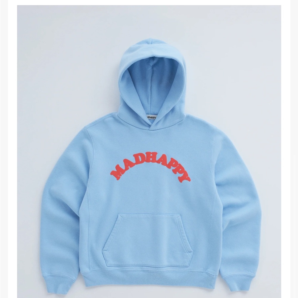Madhappy Light Blue Hoodie with Red Logo